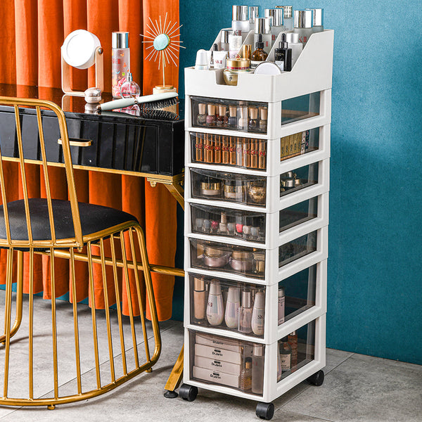 acquista Cassettiera Salvaspazio Carrello Portaoggetti in Polipropilene 8 Ripiani Bianco