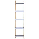Scaffale Portaoggetti a 5 Ripiani in Bambù e MDF Bianco e Legno Naturale 32x30x130 cm 
