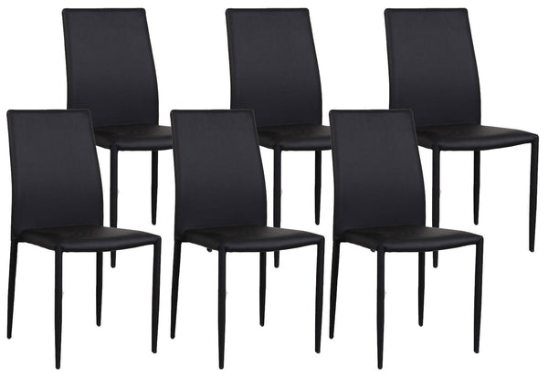 online Set mit 6 Stühlen 90 x 46 x 44 cm aus schwarzem Indoor-Kunstleder