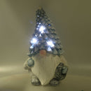 Gnomo resina azzurro seduto con led cm Ø21,5xh36,5