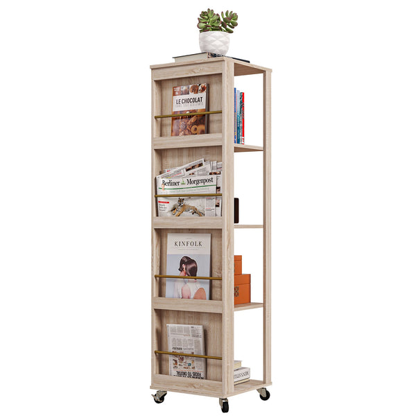 sconto Libreria 4 Ripiani 40x40x150 cm con Rotelle in Legno Quercia