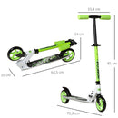 Monopattino Pieghevole per Bambini 72,8x33,4x75-85 cm in Alluminio e Acciaio Verde