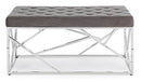 Panca Rayan Velluto Grigio 97x44 in Tessuto effetto Velluto Grigio