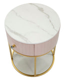 Comodino Montpellier Rosa Ø 42x48 cm in Ferro Legno 