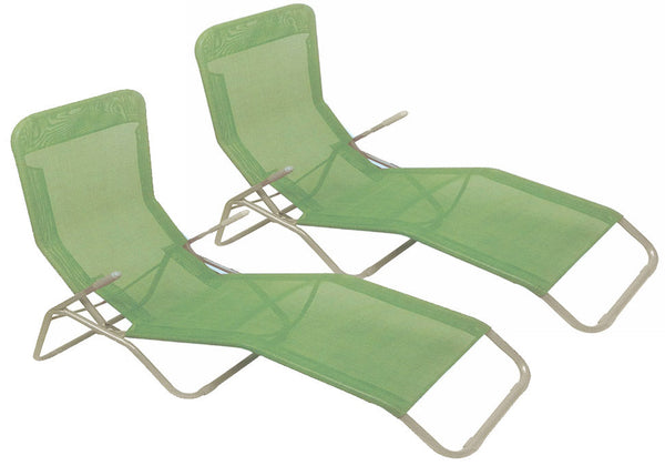 sconto Set mit 2 klappbaren Liegestühlen aus Metallgewebe Textilene Soriani Dondolina Melange Green