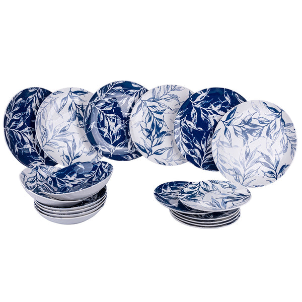 acquista Villa d'Este Home Tivoli Forest Blattblau Porzellan Tafelservice 18-teilig