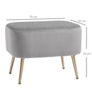 Pouf Poggiapiedi in Tessuto Vellutato 55x41x42 cm  Grigio Chiaro