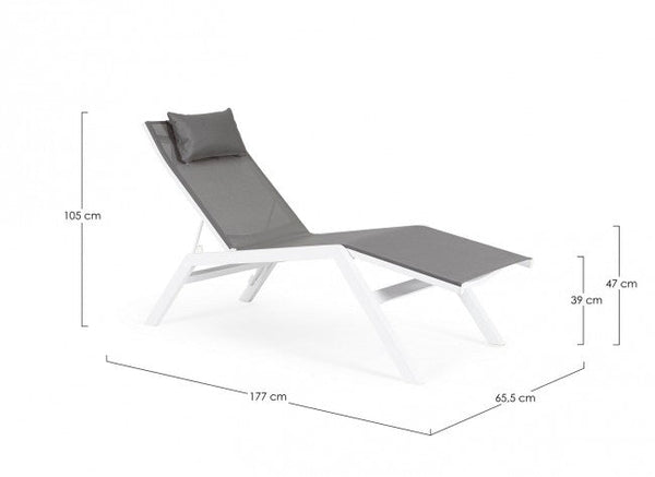 Lettino Chaise Longue da Giardino 65,5x177x105h cm con Cuscino Poggiatesta Krion Bianco acquista