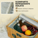 Cesta Valigetta da Pic Nic per 2 Persone 11 Pezzi con Area Termica Marrone Chiaro  