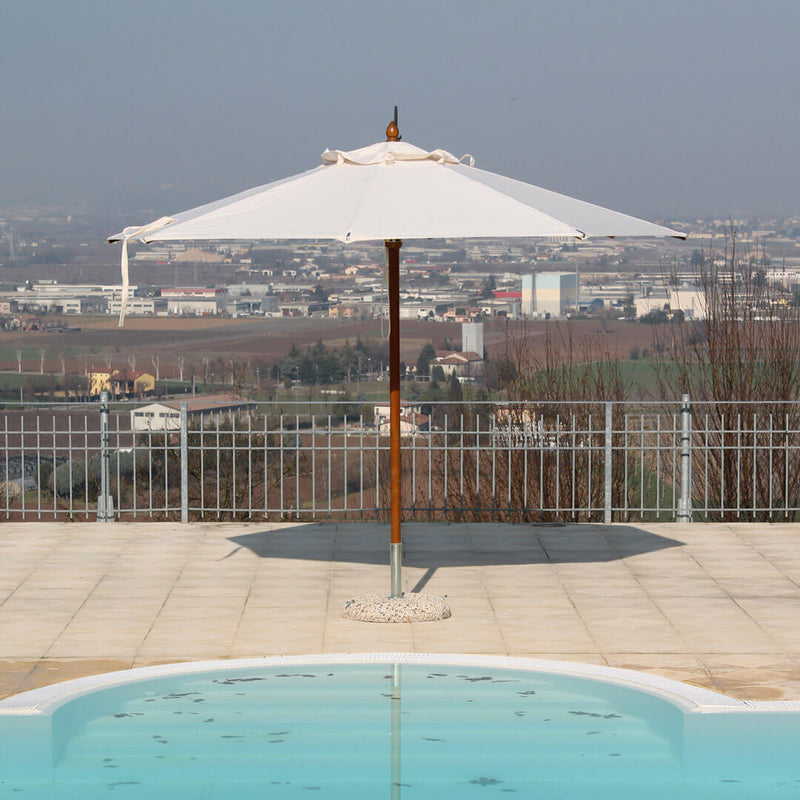 Ombrellone da Giardino Ø3 m Palo Ø48 mm in Legno Telo in Acrilico Danieli Havana Ecrù