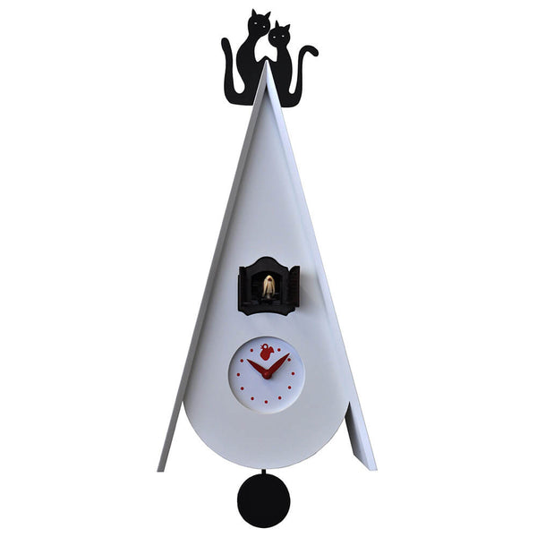 Wandkuckucksuhr 25X55X11Cm Pirondini Italia Gattini Weiß sconto