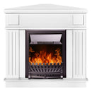 Camino Elettrico da Pavimento ad Angolo 100x100x50 cm Effetto Fiamma 2000W Marina & Pluton Bianco