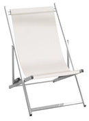 Set 4 Sdraio Mare da Giardino 60x100x79 cm in Alluminio e Textilene Ecrù