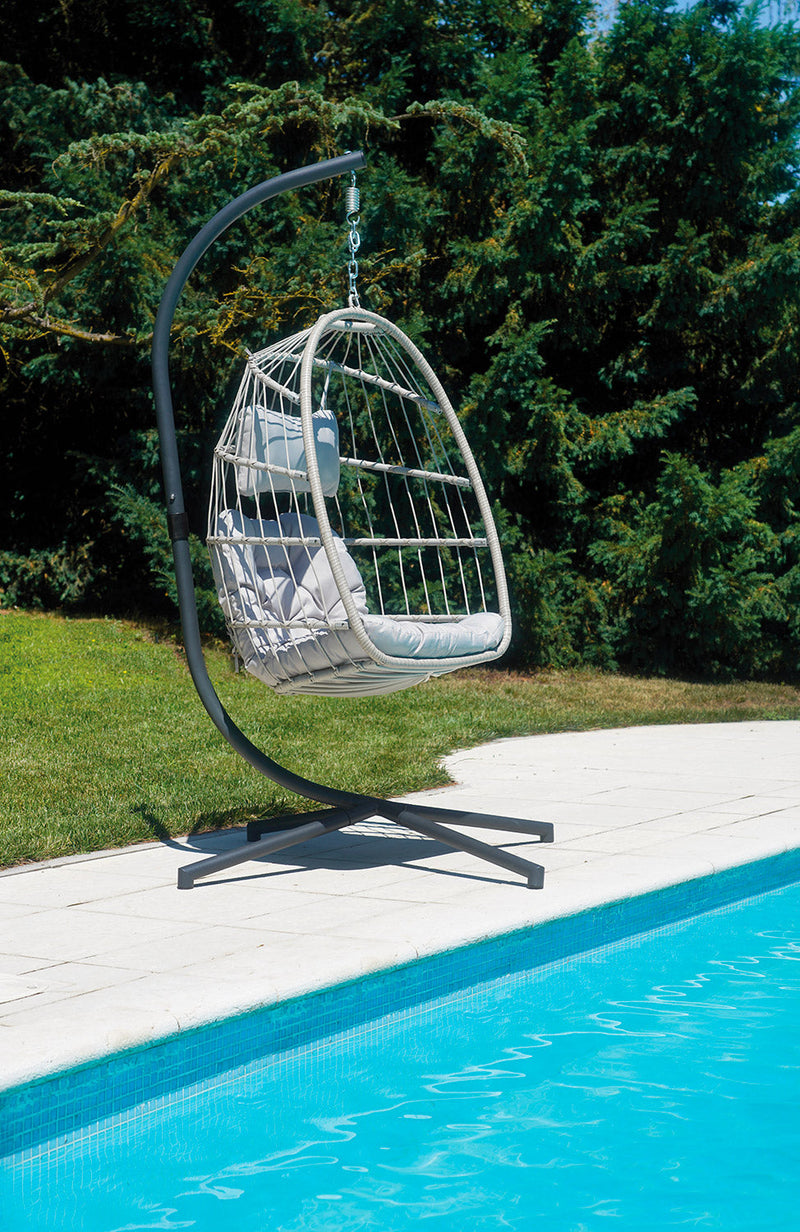 Amaca Dondolina da Giardino 96x198x115 cm in Corda e Alluminio Grigio e Antracite