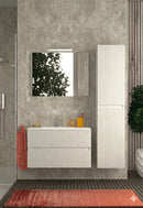 Mobile da Bagno Sospeso con Lavabo 90 cm e Specchio Urano Light Bianco Frassino      