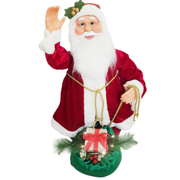 Weihnachtsmannpuppe H80 cm mit Lichtern und roter Bewegung acquista