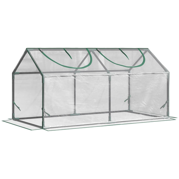 acquista Mini-Gewächshaus mit 2 Fenstern 119 x 60 x 60 cm Transparente PVC-Abdeckung mit UV-Schutz