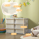 Cassettiera Portagiochi per Bambini 3-6 Anni 75x37x56.5 cm 6 Cassetti con Bordi Arrotondati in PP Bianco Crema      