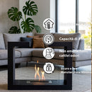 Camino a Bioetanolo da Terra Venus Free Standing Geometrico e Vetri Protettivi Serbatoio 850 ml in Acciaio Verniciato Nero      