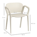 Set 4 Sedie da Giardino Design Moderno 60x56x75 cm Impilabili in PP Bianco 