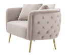 Divanetto Bucarest Grigio 127x74x73 cm Legno e Spugna e Tessuto e Metallo Grigio e Oro