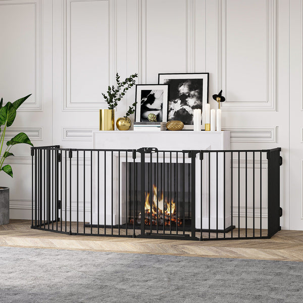 Faltbarer Zaun für Hunde und Katzen 362,5 x 2 x 76 cm, 6 Sektionen aus schwarzem Stahl prezzo