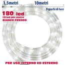 Tubo Luminoso Natalizio 10 Metri LED Bianco Freddo con Controller 8 Funzioni