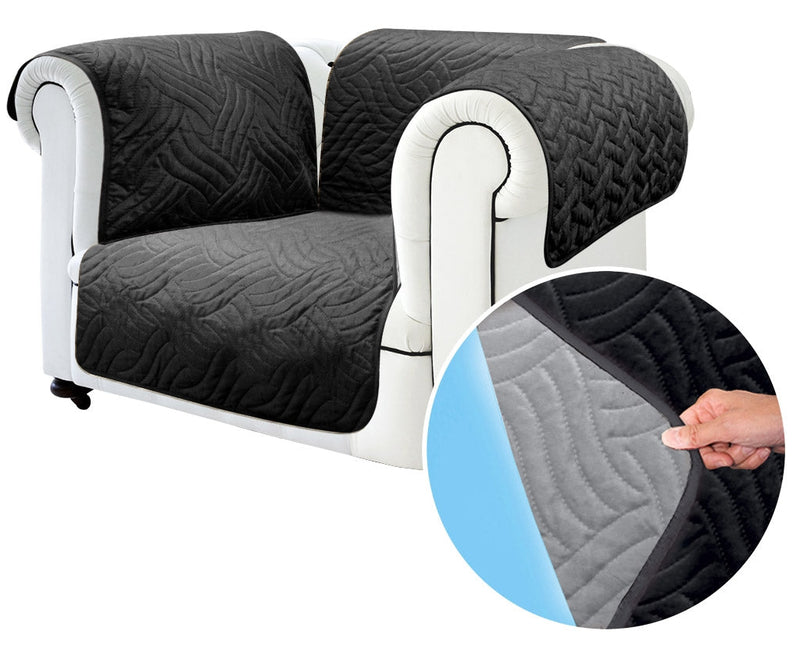 Copridivano Trapuntato Universale 1 Posto Double Face Starlyf Sofa Cover Nero e Grigio