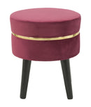 Sgabello Paris Bordeaux Ø35x40,5 cm Legno Spugna e Velluto Sintetico Bordeaux e Oro e Nero