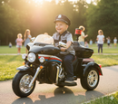 Moto Elettrica Polizia Americana 3 Ruote per Bambini 12V Kidfun Police Washington Nera