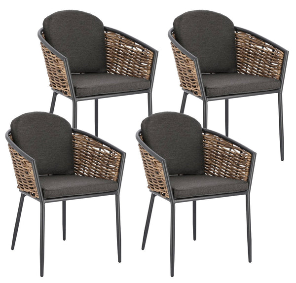 Set 4 Sedie 63x63x79,5h cm con Braccioli e Cuscini Maribela Antracite prezzo