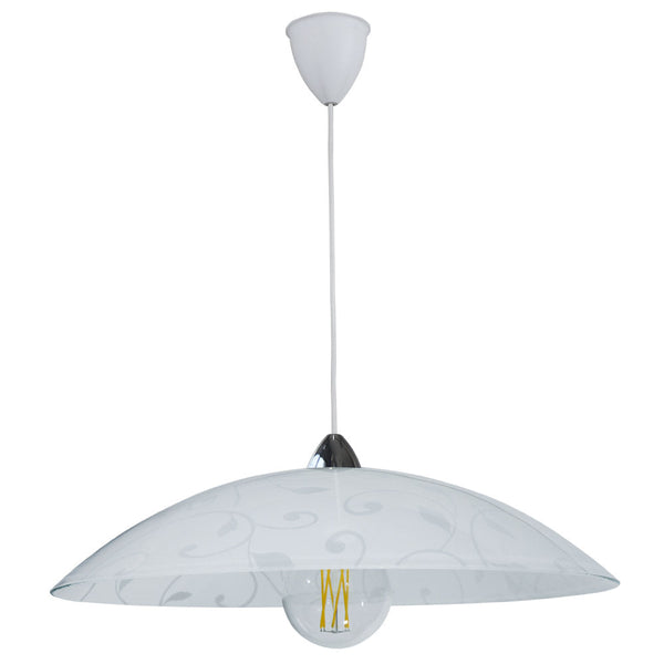 Aufhängung D50 1xE27 Rahmen Chrom-Weiß Platte Glas Weiß Garden E-Energy Lena acquista