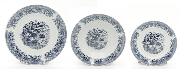 18-teiliges Tafelservice aus weiß/blauem Porzellan mit Dekorationen aus der Old England Collection sconto