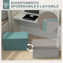 Pouf Poggiapiedi Rettangolare 75x41x41 cm Rivestimento Rimovibile in Tessuto Effetto Lino Verde