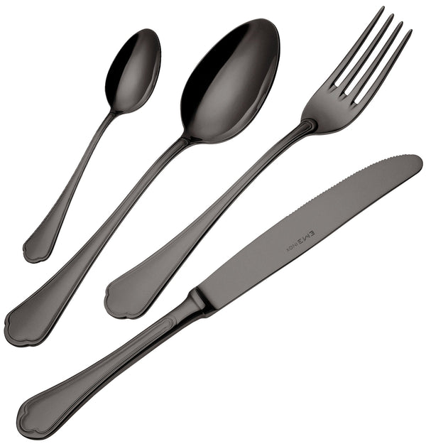 online 24-teiliges Besteckset aus 18/10 PVD-Stahl Eme Domus Black