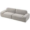 Divano 3 Posti Arrotondato Senza Struttura 244x95x70 cm con Seduta Ampia in Ciniglia Grigio Chiaro      