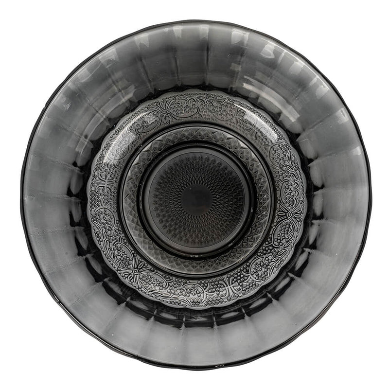 Set 2 Insalatiere con Decoro in Rilievo in Vetro VdE Tivoli 1996 Imperial Fumè e Grigio