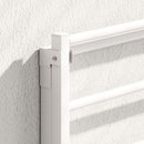 Portasciugamani a Parete Pieghevole 60x32,5x20 cm con 5 Barre e 6 Ganci in Legno e Acciaio Bianco      