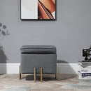 Pouf Poggiapiedi in Tessuto Poliestere 45x45x42 cm  Grigio Scuro