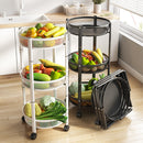 Carrello Pieghevole Salvaspazio Ø35x88 cm con 3 Ripiani Organizer Versatile in Metallo Nero      