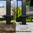 Pergola da Giardino 570x295 cm con Tettuccio Scorrevole UV50+ in Metallo Beige      