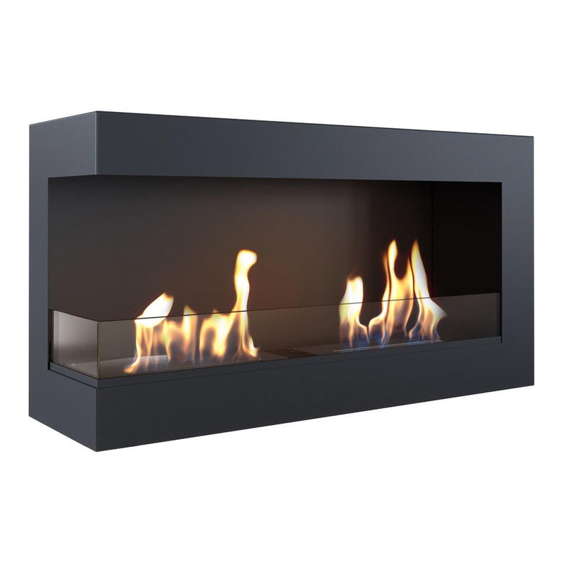 Camino a Bioetanolo da Incasso 90x48 cm con Vetro Flig Tampa Nero Angolo a Sinistra