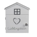 Cassetta Porta Chiavi 24x6x29,5 cm 6 Ganci in Legno Bianco