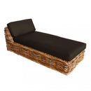 Chaise Longue Polinesia con Cuscini 75x87x170 cm in Rattan Marrone