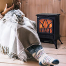 Camino Elettrico da Terra Effetto Fiamma in Stile Retrò Termostato 1000-2000W Nero 
