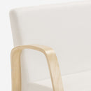 Divano 2 Posti 112x70x80 cm in Legno e Tessuto Bianco