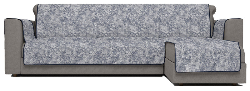 Copridivano con Penisola Destra in Poliestere e Cotone Blu Scuro Varie Misure