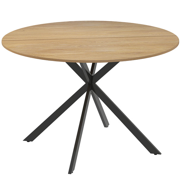 acquista Tavolo da Pranzo Rotondo Stile Industriale Ø120x75 cm con Gambe a Croce in Acciaio Colore Quercia