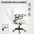 Sedia da Ufficio 68x72x110-120 cm Reclinabile Massaggiante Telecomando in Tessuto Effetto Lino Crema      