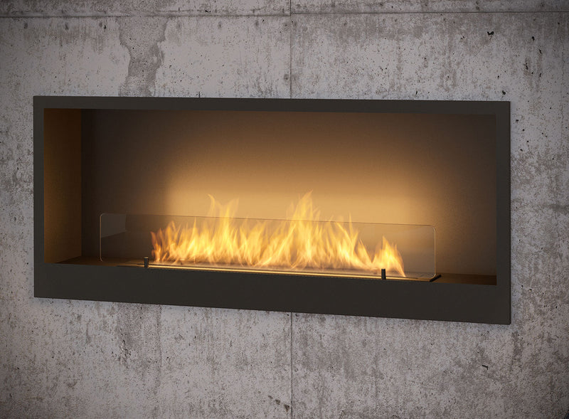 Camino a Bioetanolo da Incasso 120x50 cm Inside 1200 Nero con Vetro